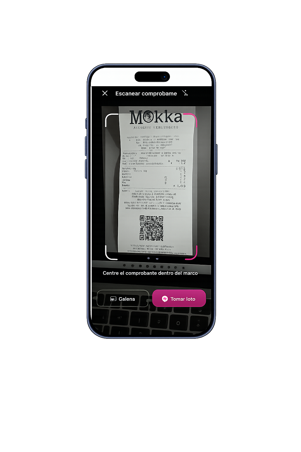 Pantalla de escaneo de comprobante en la app OnCheck